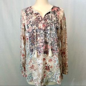 T Tahari Cierra Blossoms Print Blouse